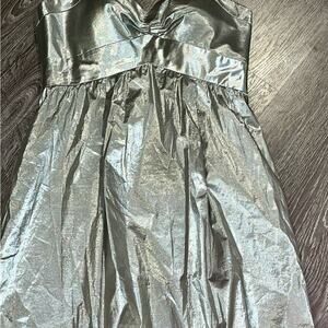Niteline Metallic Chrome Sweetheart Strappy Bubble Dress Size 4  Quick Ship
